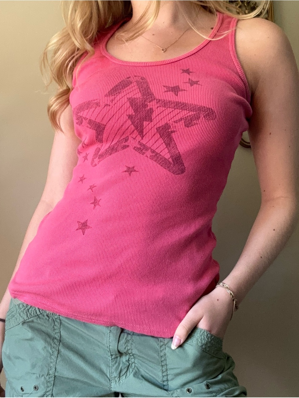 Self Esteem Y2K Pink Star Graphic Tank Top - Picture 4 of 6
